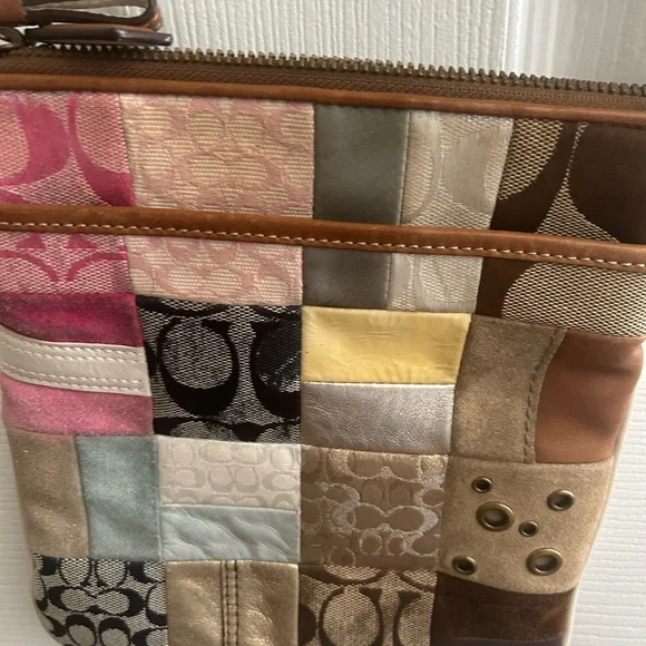 Coach Patchwork Crossbody Bag - Pink, Cream, Brown, Tan - Picture 3 of 11